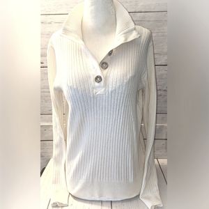 Ralph Lauren Sweater | LRL Button V-neck White